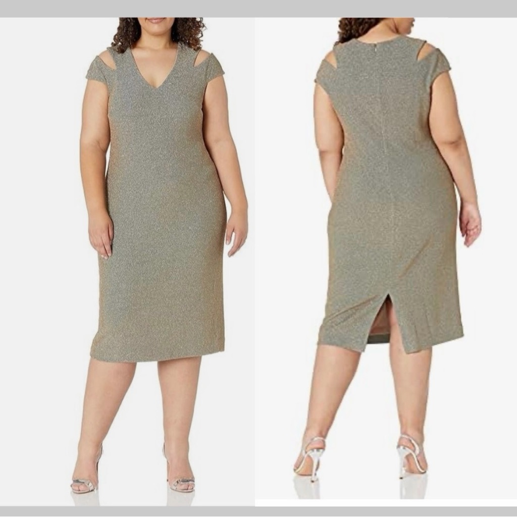 Dress The Population Womens Size Bryce Stretchknit Bodycon Mididress Size 3x Nwt